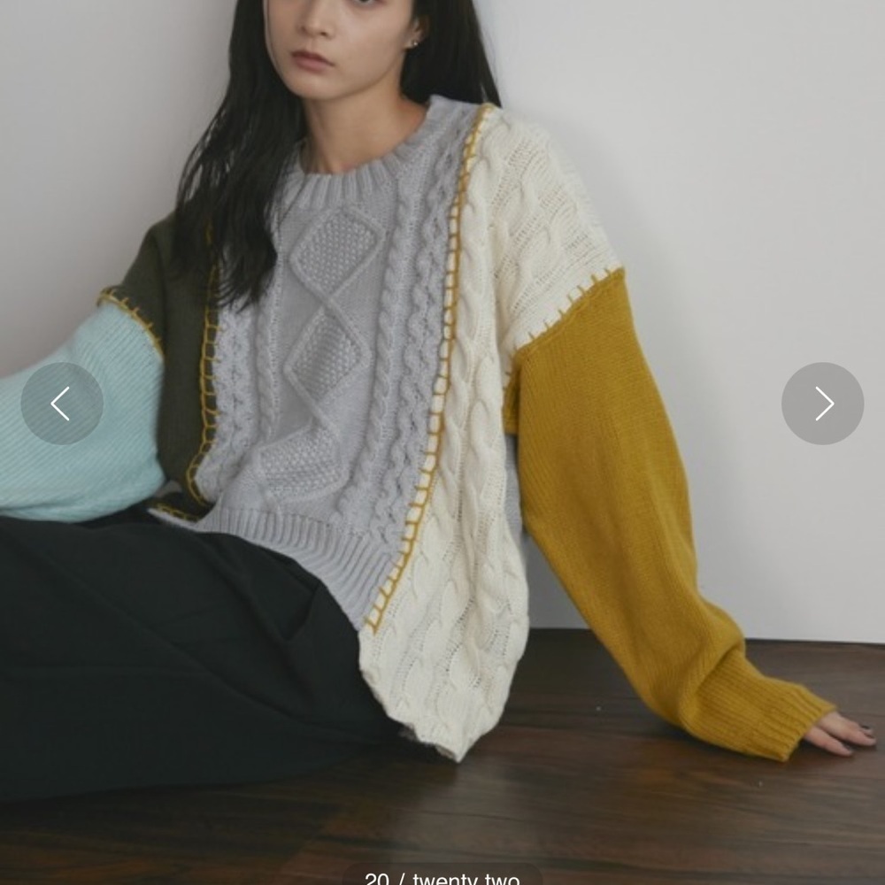 MERLOT Random Stitch Loose Knit color block sweater one size purchased in Japan - Picture 15 of 15